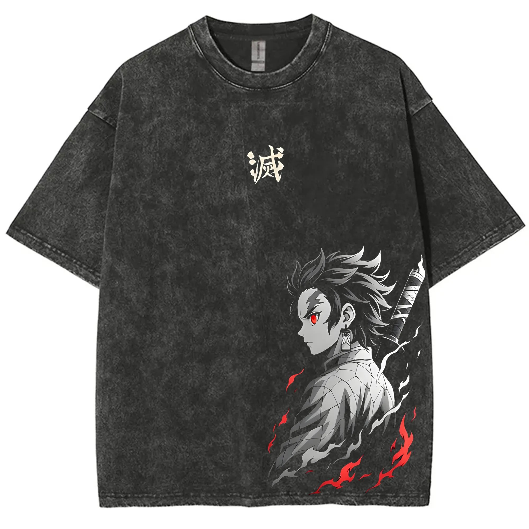 Anime Merchandise Demon Slayer - Streetwear Demon Slayer Vintage Washed Graphic